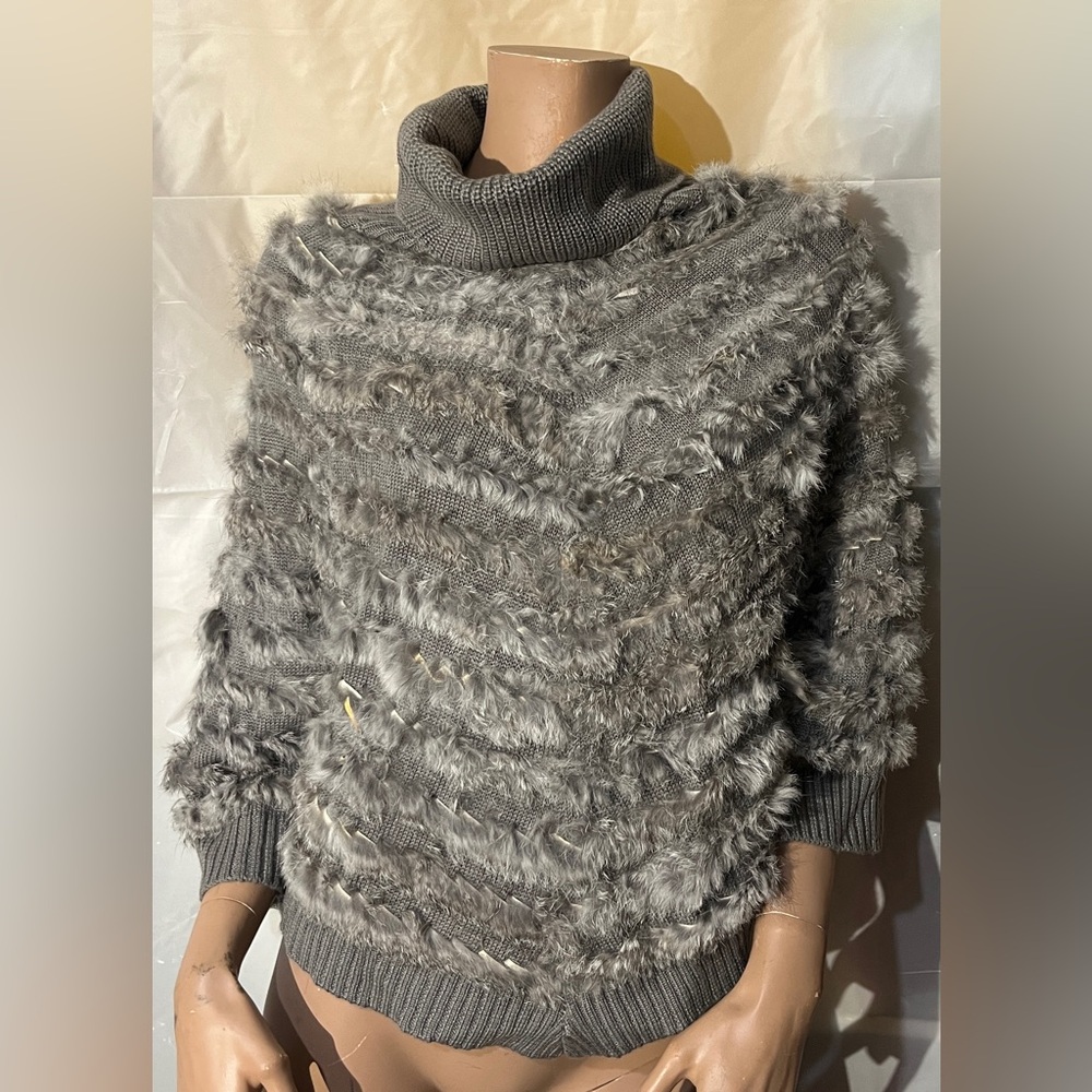 Alberto Makali Women’s Turtle Neck Rabbit Fur Sweater Size S